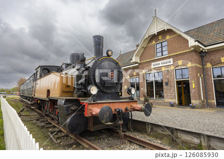 Old steam locomotive waiting at Marrum Westernijkerk station in Friesland, Netherlands Old steam locomotive waiting at Marrum Westernijkerk station in Friesland, Netherlands 126085930