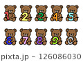 数字を持ったかわいいクマのぬいぐるみ（0〜9） 126086030