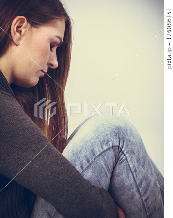 Unhappy and sad woman Unhappy and sad woman 126086151