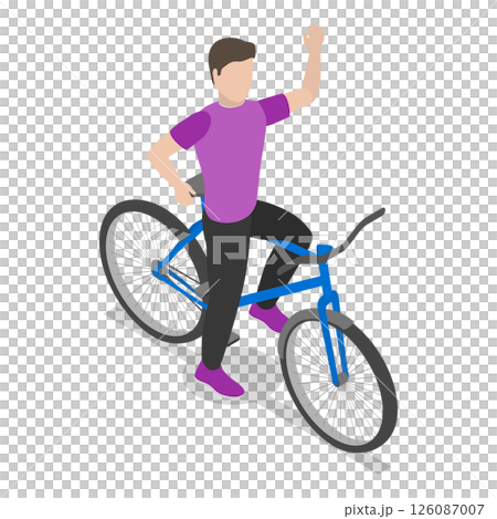 3D Isometric Flat Set of Cycling People. Item 2 3D Isometric Flat Set of Cycling People. Item 2 126087007
