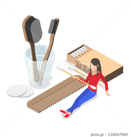 3D Isometric Flat  Illustration of Zero Waste. Item 3 126087009