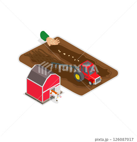 3D Isometric Flat Illustration of Agricultural Machinery. Item 2 3D Isometric Flat Illustration of Agricultural Machinery. Item 2 126087017