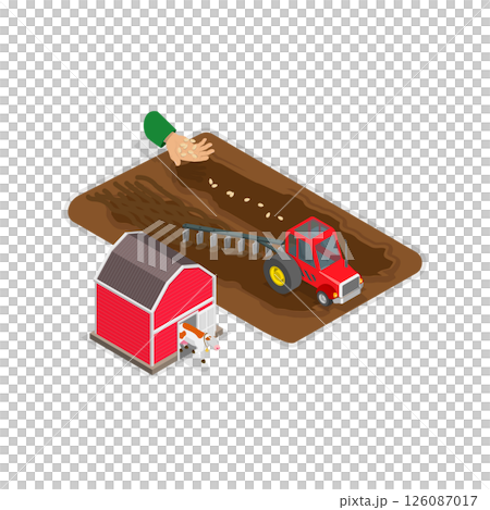 3D Isometric Flat Illustration of Agricultural Machinery. Item 2 3D Isometric Flat Illustration of Agricultural Machinery. Item 2 126087017