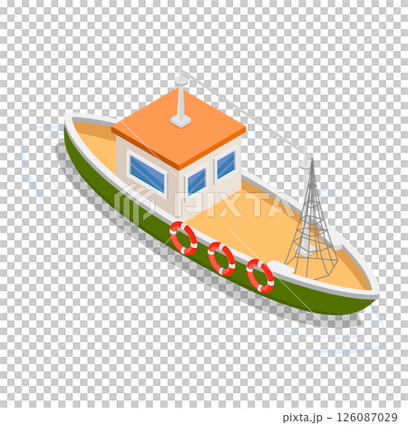 3D Isometric Flat  Set of Maritime Ships. Item 2 126087029