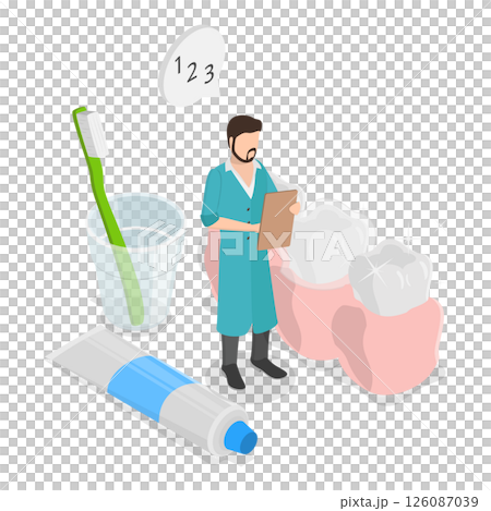 3D Isometric Flat  Illustration of Orthodontic Care. Item 3 126087039