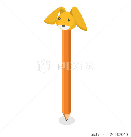 3D Isometric Flat  Set of Various Kawaii Pens. Item 6 126087040