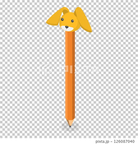 3D Isometric Flat  Set of Various Kawaii Pens. Item 6 126087040
