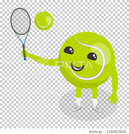 3D Isometric Flat  Set of Cartoon Sport Ball Mascot. Item 8 126087058