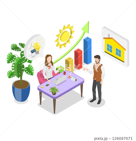 3D Isometric Flat Illustration of Going Solar. Item 1 3D Isometric Flat Illustration of Going Solar. Item 1 126087071