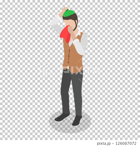 3D Isometric Flat  Illustration of Diverse Unhealthy People. Item 5 126087072