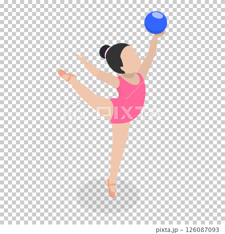 3D Isometric Flat  Illustration of Gymnastics Kids. Item 3 126087093