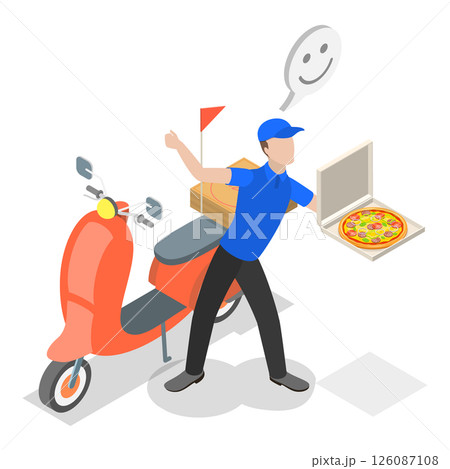 3D Isometric Flat Illustration of Food And Goods Delivery. Item 3 3D Isometric Flat Illustration of Food And Goods Delivery. Item 3 126087108