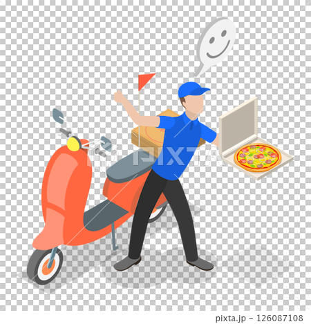 3D Isometric Flat Illustration of Food And Goods Delivery. Item 3 3D Isometric Flat Illustration of Food And Goods Delivery. Item 3 126087108
