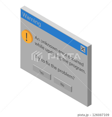 3D Isometric Flat  Set of Retro Error Messages. Item 1 126087109