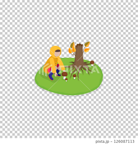 3D Isometric Flat  Illustration of Autumn Cozy Moments. Item 1 126087113