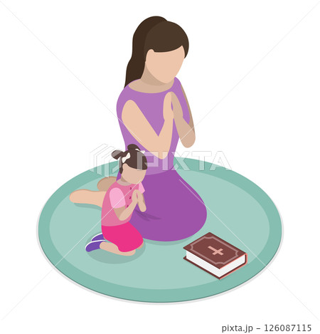 3D Isometric Flat  Illustration of Christian Rituals. Item 3 126087115