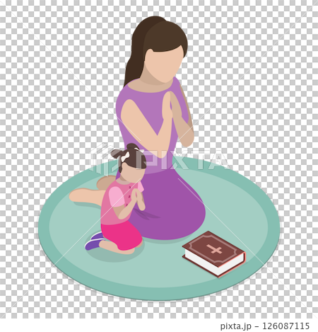 3D Isometric Flat  Illustration of Christian Rituals. Item 3 126087115