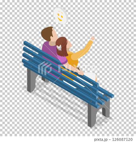 3D Isometric Flat  Set of Romantic Couples. Item 2 126087120