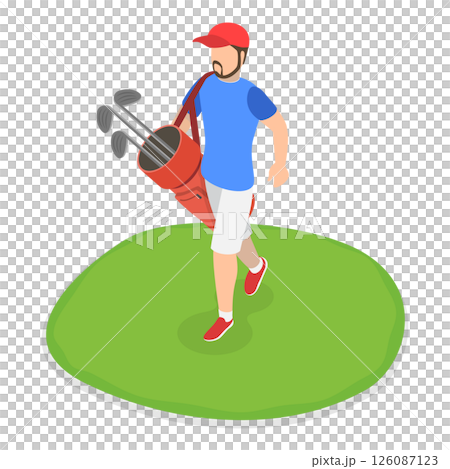 3D Isometric Flat  Illustration of Golfers. Item 2 126087123