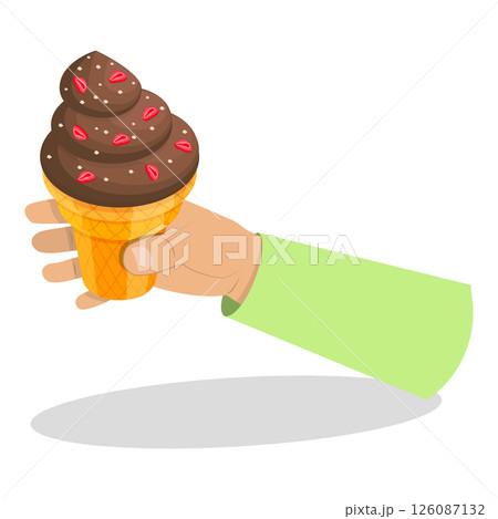 3D Isometric Flat Set of Hands Holding Ice Creams. Item 2 3D Isometric Flat Set of Hands Holding Ice Creams. Item 2 126087132