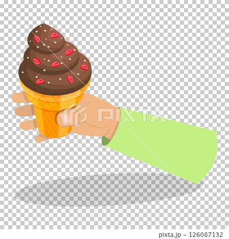 3D Isometric Flat Set of Hands Holding Ice Creams. Item 2 3D Isometric Flat Set of Hands Holding Ice Creams. Item 2 126087132