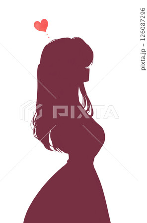 恋する女性 横側 立ち絵 シルエット 恋する女性 横側 立ち絵 シルエット 126087296