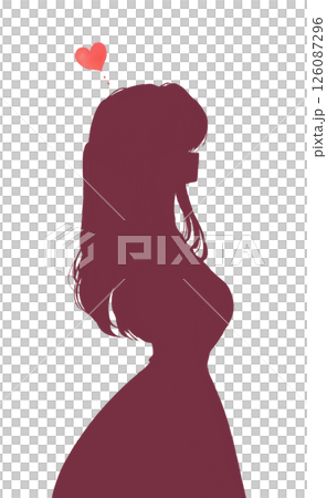 Woman in love, side view, standing silhouette Woman in love, side view, standing silhouette 126087296