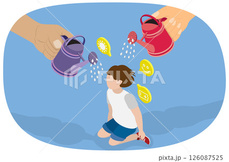 3D Isometric Flat Illustration of Mental Health, Healthcare for Kids, Importance of Caring for Children Health 3D Isometric Flat Illustration of Mental Health, Healthcare for Kids, Importance of Caring for Children Health 126087525