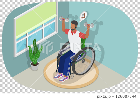 3D Isometric Flat Illustration of Resilience And Strength, Boost Strength and Motivation 3D Isometric Flat Illustration of Resilience And Strength, Boost Strength and Motivation 126087544