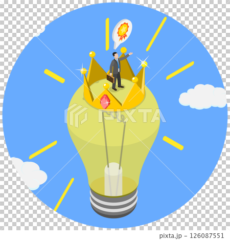 3D Isometric Flat  Illustration of Brilliant Idea, Innovative Business Development 126087551