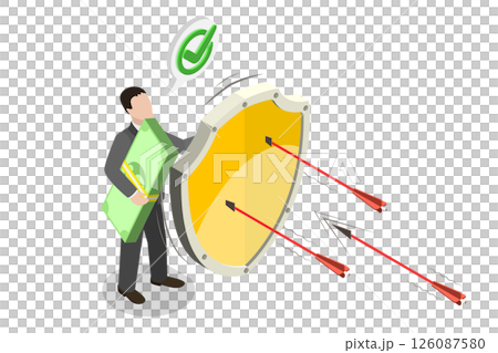 3D Isometric Flat Illustration of Inflation Protection, Shielding Investors from Stock Market Downturns 3D Isometric Flat Illustration of Inflation Protection, Shielding Investors from Stock Market Downturns 126087580