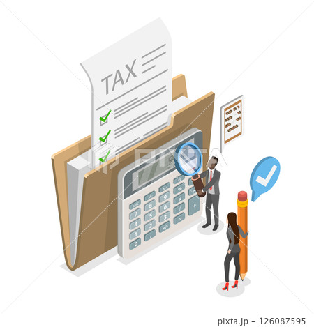 3D Isometric Flat Illustration of Tax Paying , Payment Day 3D Isometric Flat Illustration of Tax Paying , Payment Day 126087595