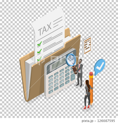 3D Isometric Flat Illustration of Tax Paying , Payment Day 3D Isometric Flat Illustration of Tax Paying , Payment Day 126087595