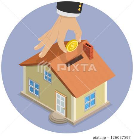 3D Isometric Flat Illustration of Property Investment, Buying a New Property 3D Isometric Flat Illustration of Property Investment, Buying a New Property 126087597