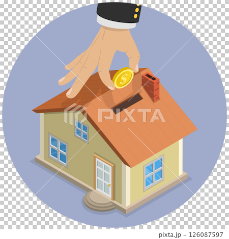 3D Isometric Flat Illustration of Property Investment, Buying a New Property 3D Isometric Flat Illustration of Property Investment, Buying a New Property 126087597