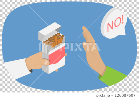 3D Isometric Flat  Illustration of Stop Smoking, Avoiding Nicotine and Addiction 126087607