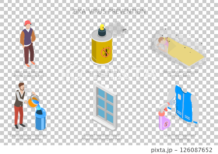 3D Isometric Flat  Illustration of Zika Virus Prevention , Medical Poster 126087652
