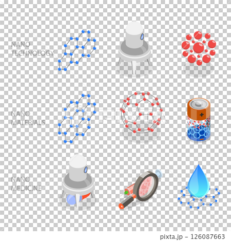 3D Isometric Flat Illustration of Nanotechnologies, Modern Nanomaterials 3D Isometric Flat Illustration of Nanotechnologies, Modern Nanomaterials 126087663