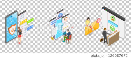 3D Isometric Flat  Illustration of Web Security, Protect Your Online Data 126087672