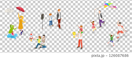 3D Isometric Flat Illustration of Positive Parenting Tips, Kid Growing in Loving Family 3D Isometric Flat Illustration of Positive Parenting Tips, Kid Growing in Loving Family 126087686