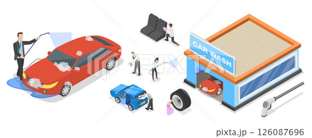 3D Isometric Flat Illustration of Self Car Wash, Vehicle Cleaning Service 3D Isometric Flat Illustration of Self Car Wash, Vehicle Cleaning Service 126087696