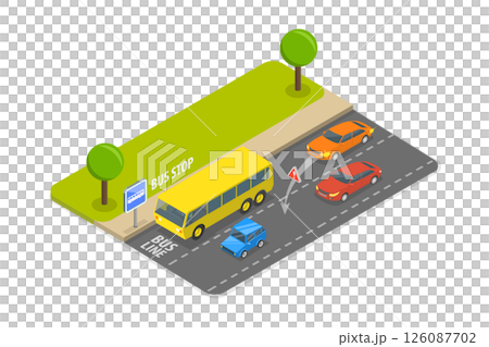 3D Isometric Flat  Illustration of Safety Driving Rules, Traffic Regulating 126087702