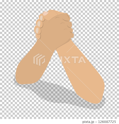 3D Isometric Flat  Illustration of Competing In Arm Wrestling, Business Competition 126087725
