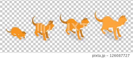 3D Isometric Flat Illustration of Cat Life Cycle, Pets in Different Ages 3D Isometric Flat Illustration of Cat Life Cycle, Pets in Different Ages 126087727