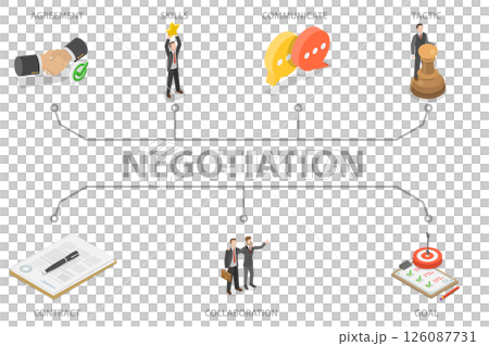 3D Isometric Flat Illustration of Negotiation, Collaboration Agreement 3D Isometric Flat Illustration of Negotiation, Collaboration Agreement 126087731