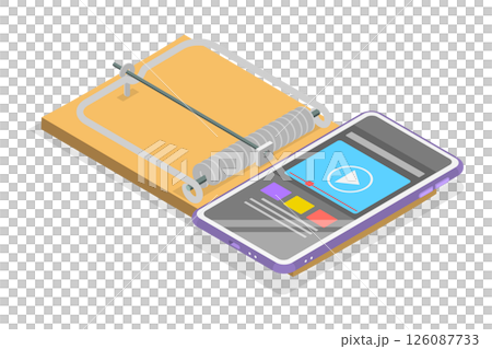 3D Isometric Flat Illustration of Internet Addiction , Gadget Mousetrap 3D Isometric Flat Illustration of Internet Addiction , Gadget Mousetrap 126087733