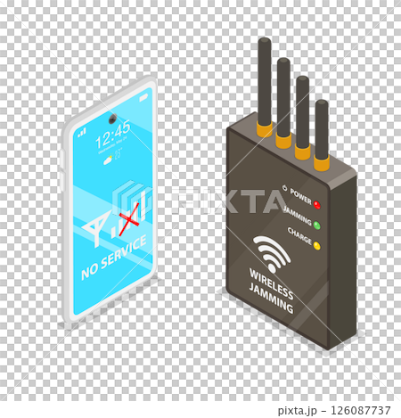 3D Isometric Flat  Illustration of Electronic Device Protection, Mobile Signal Prevention 126087737