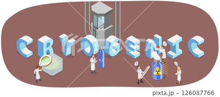 3D Isometric Flat  Illustration of Cryogenics, Advanced Cryonics Technology For The Future 126087766