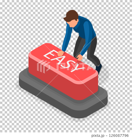 3D Isometric Flat  Illustration of Easy Button, Startup Launch, Start New Business 126087796