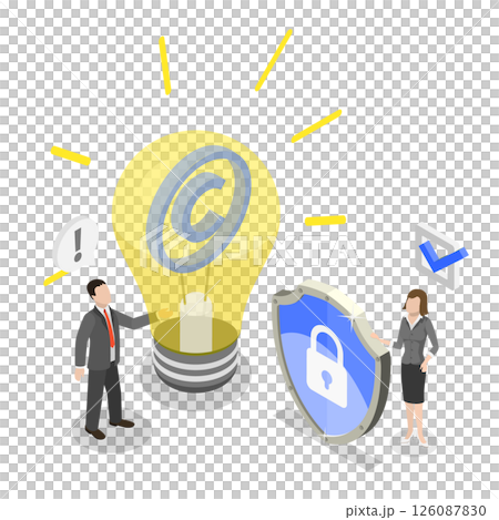 3D Isometric Flat  Illustration of Intellectual Property, Important Aspects of Copyright And Patent 126087830